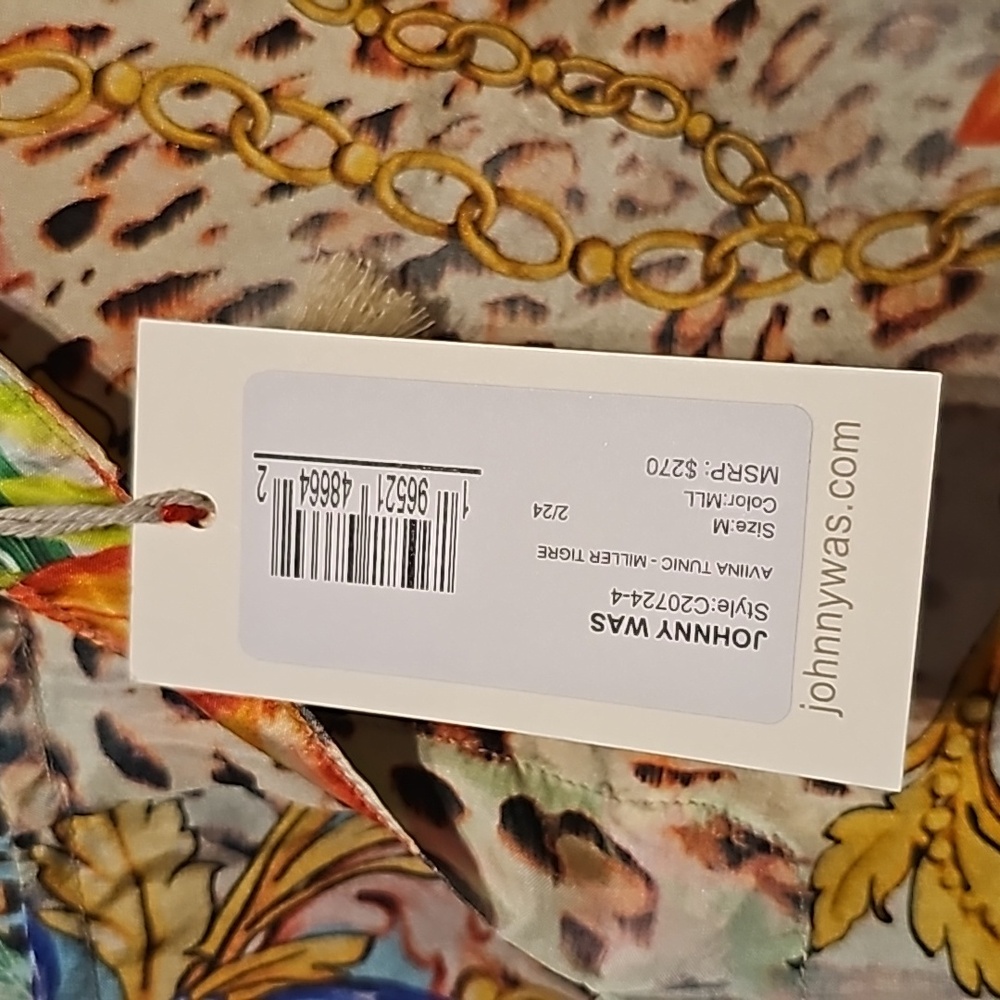 JOHNNY WAS SILK "AVINA" TIGER LEOPARD SCARF PRINT TUNIC ' SZ. MD - NWT! - Picture 6 of 9